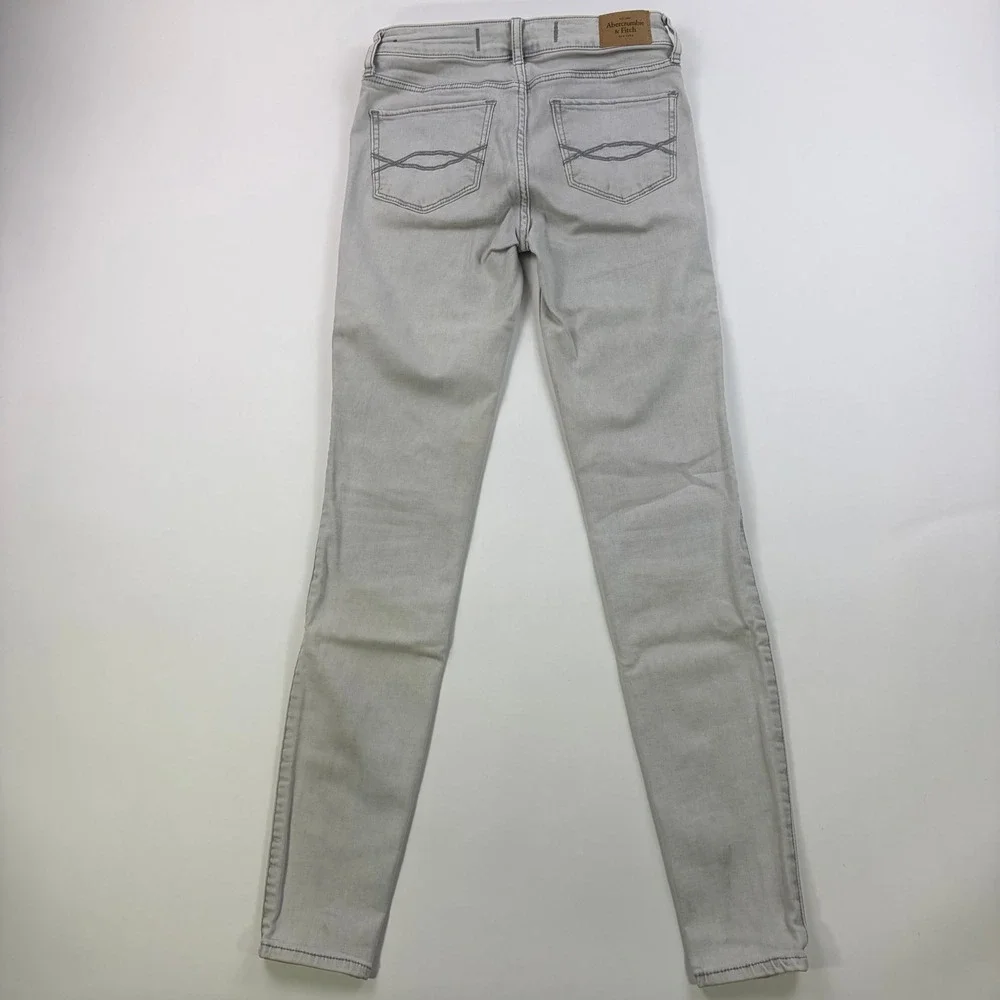 Abercrombie & Fitch Super Skinny Jeans Womens 00 W24 Light Grey Stretch Low Rise